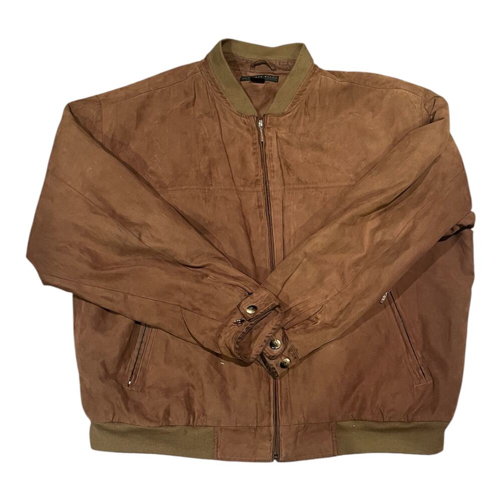 Geoffrey Beene Brown Bomber Jacket Men’s XXL Full Zip Casual Classic Outerwear